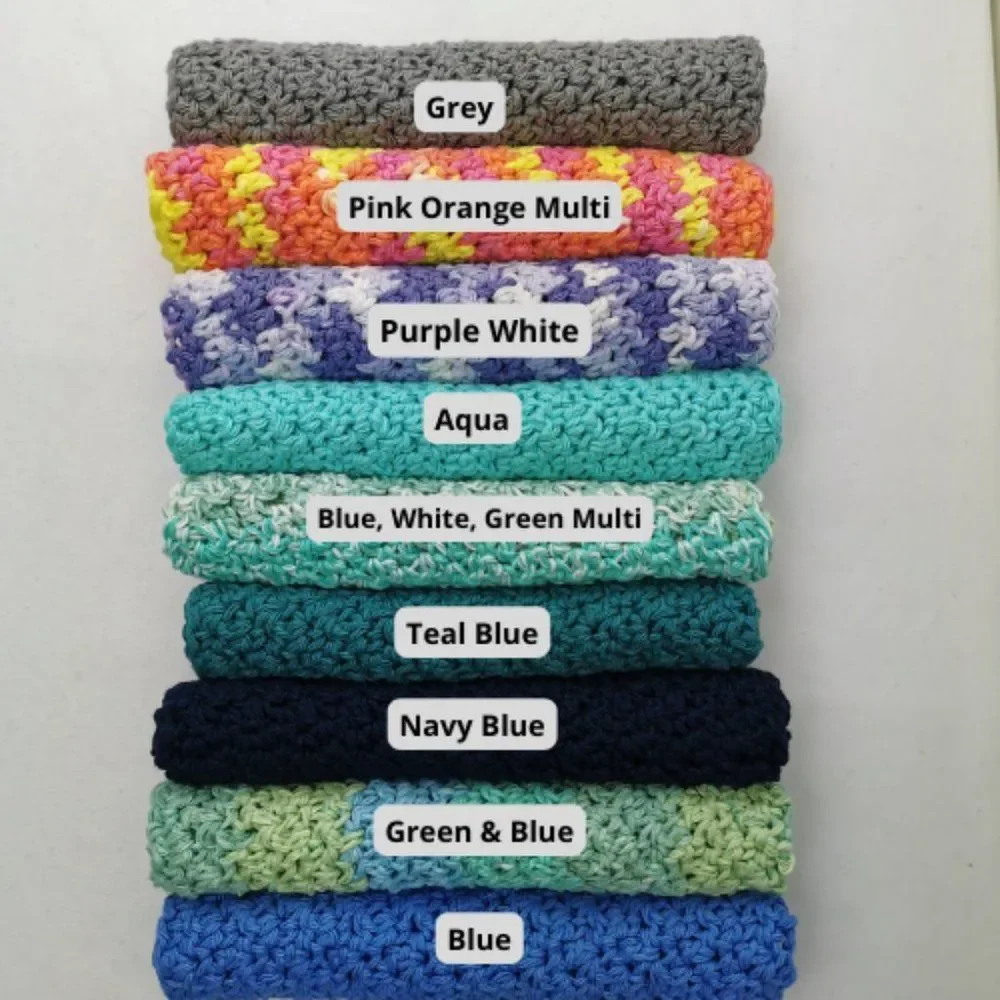 Handmade Crochet Wash Clothes, set  of 2, 100% cotton - Picture 2 of 14